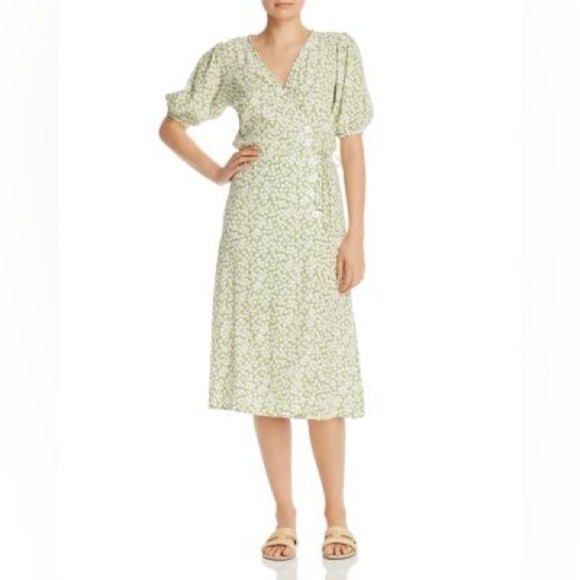 Faithfull the Brand Light Green Floral Midi Dress - Picture 1 of 10